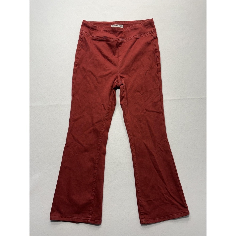 We The Free Pants Womens Small Red Twill Jegging Flare Leg Pull On Stretch